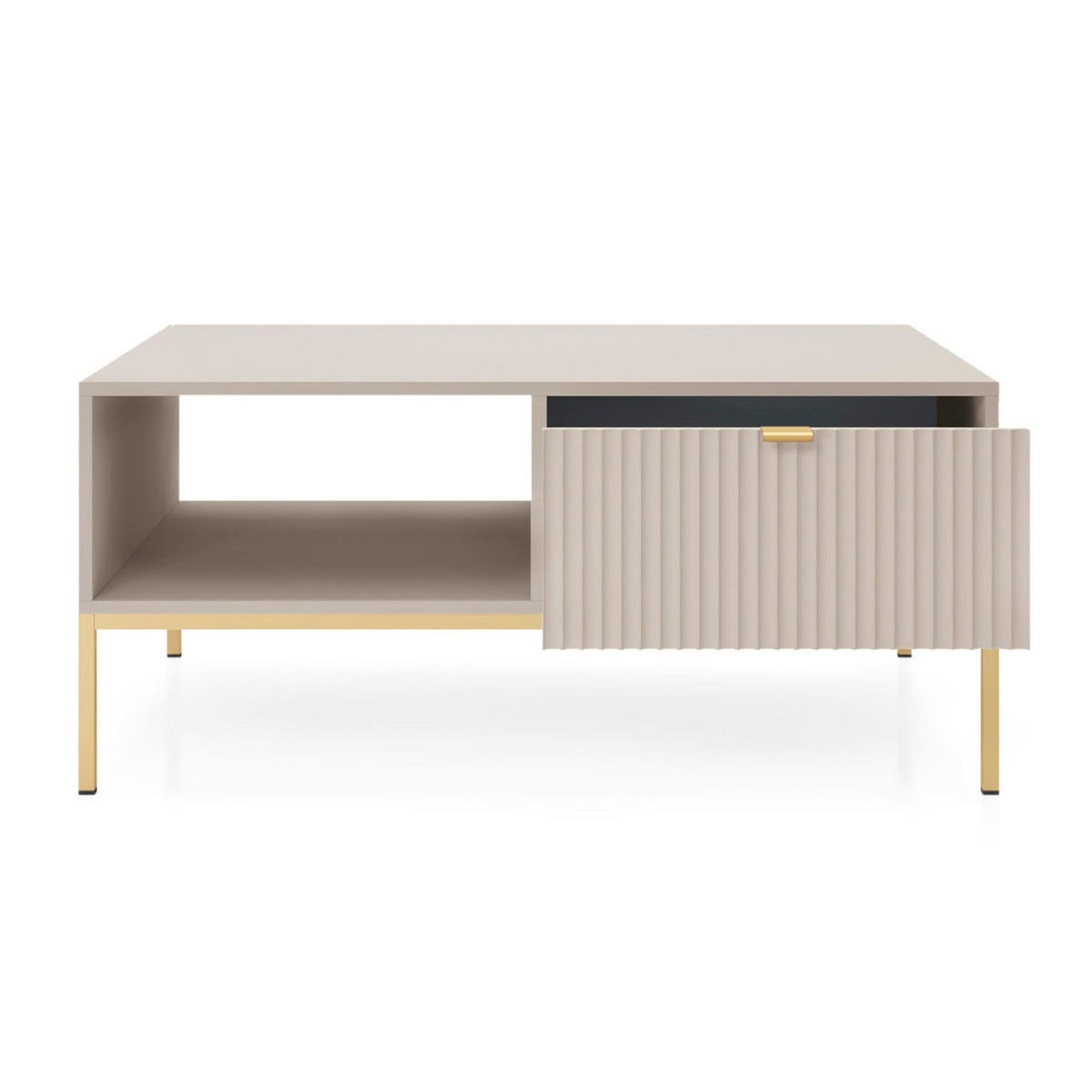 WOHNZIMMERTISCH Vellore Greige / Gold 104x68 cm - Taupe/Goldfarben, Holzwerkstoff/Metall (68/104/46cm) - Selsey