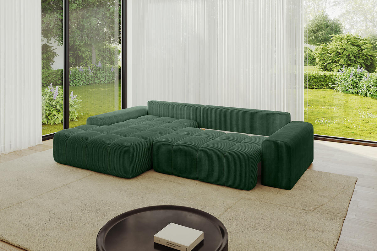 ECKSOFA Ottomane Links ENSI-L - 267x164x88 cm Grün - Grün, Holzwerkstoff/Kunststoff (267/164cm) - ALTDECOR