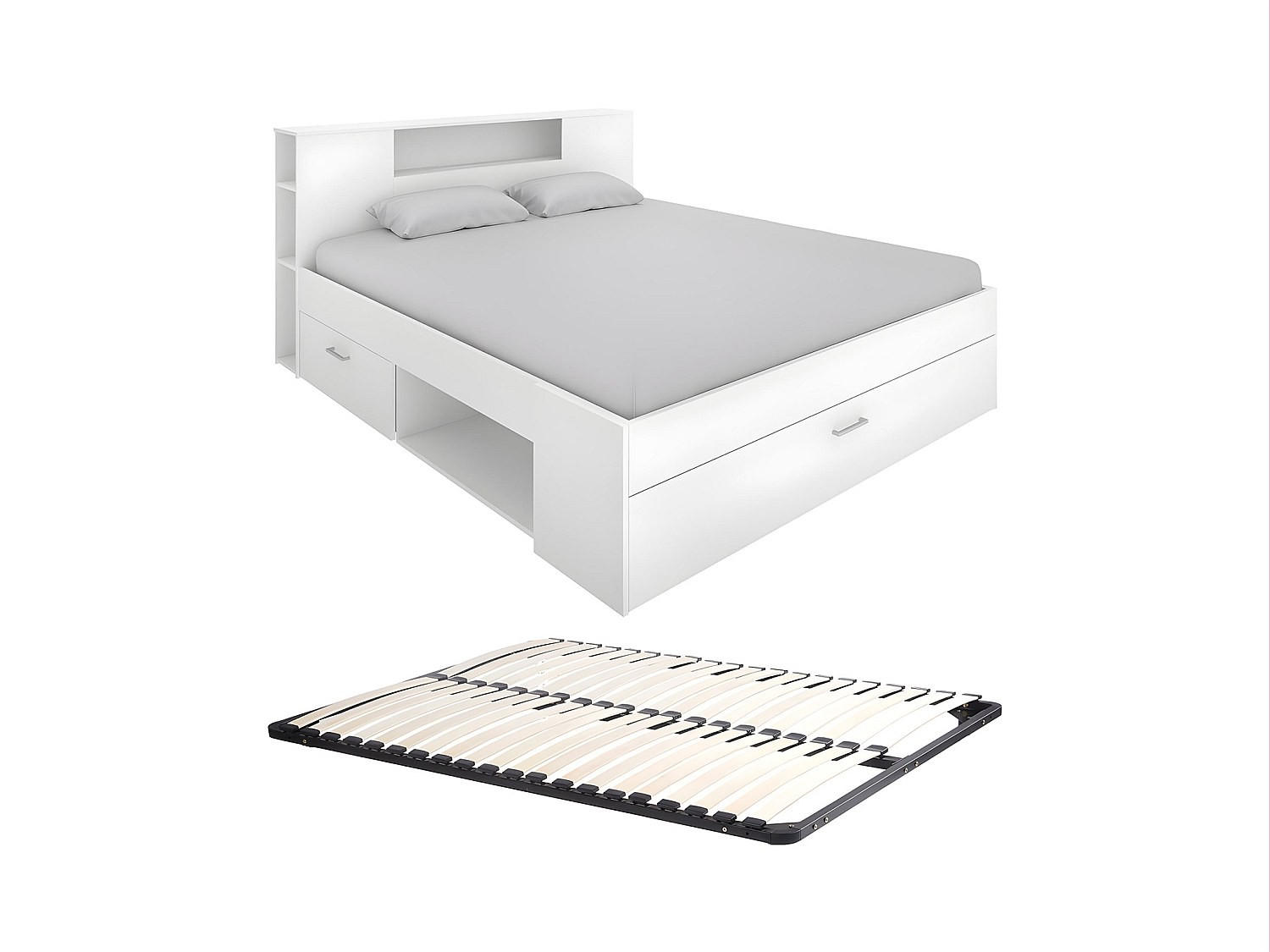 BETTRAHMEN - 2 -Sitzer - Holzspan - weiß - LEANDRE - Weiß, Holz (140/190cm) - Vente-Unique