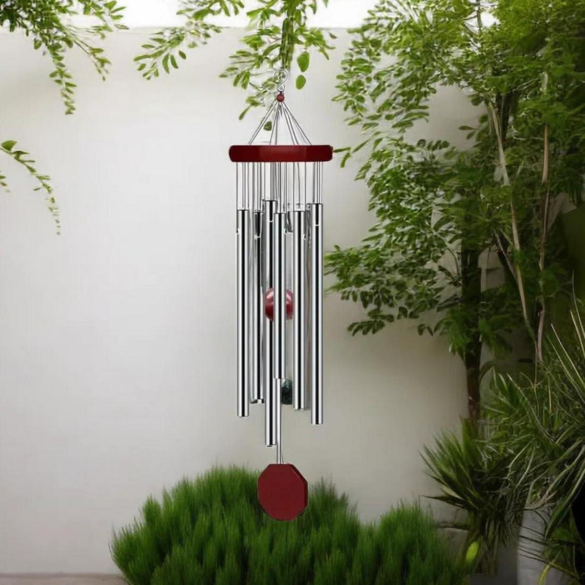WINDSPIEL 70cm Aluminiumlegierung 6 Rohre Holz Design - Multicolor, Metall (82/26/9cm)