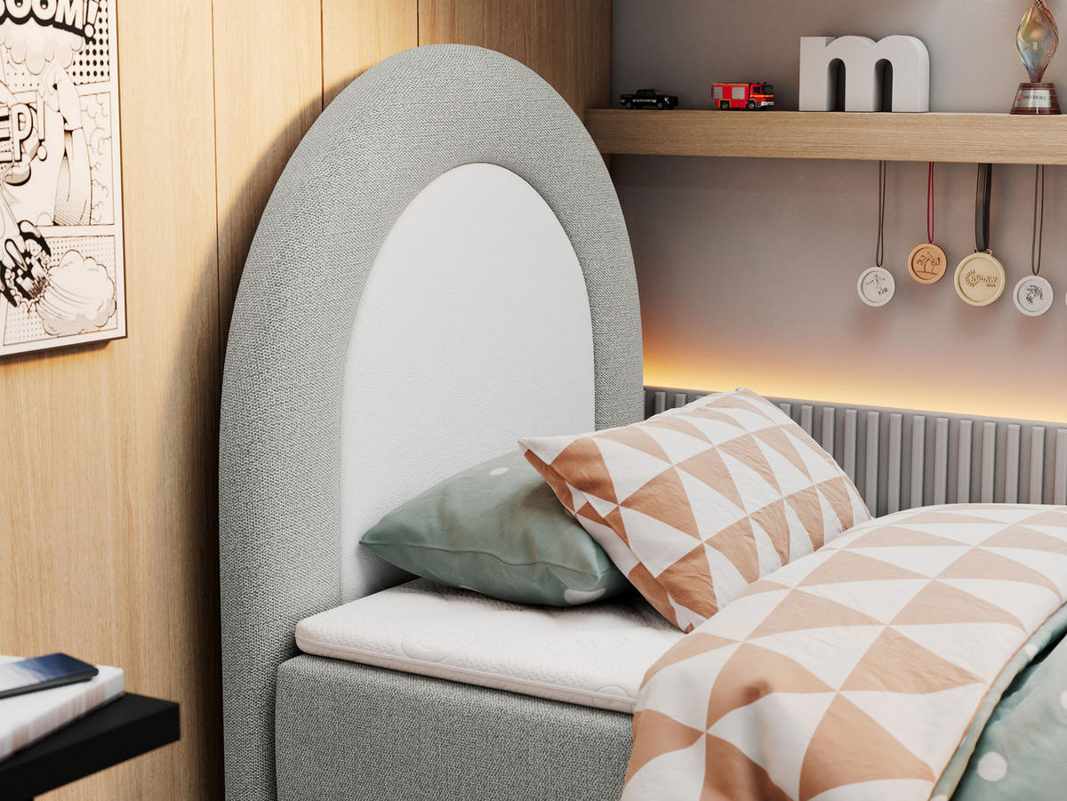 BOXBETT NEST 90/180 Hellgrau Struktur - H3 - Hellgrau, Holz/Textil (90/180cm) - MKS
