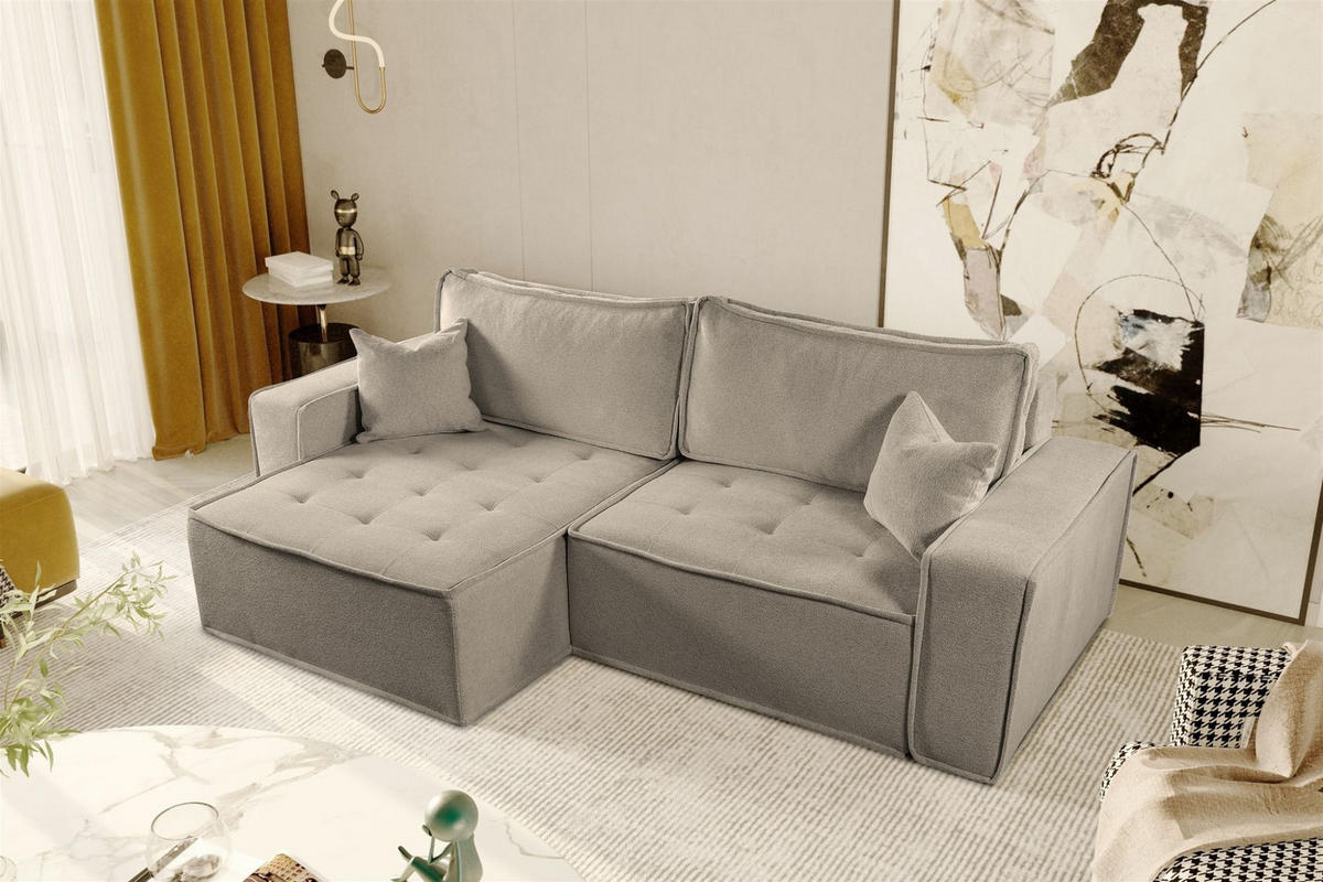 ECKSOFA Schlafsofa Flosi In Raven - Taupe, Holzwerkstoff/Textil (248/140cm) - Fun Möbel