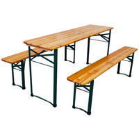 BIERZELTGARNITUR 3-teilig klappbar 1x Tisch 2x Bierbank 76x170x46 cm Holz - Hellbraun, Holz - CHEFGASTRO
