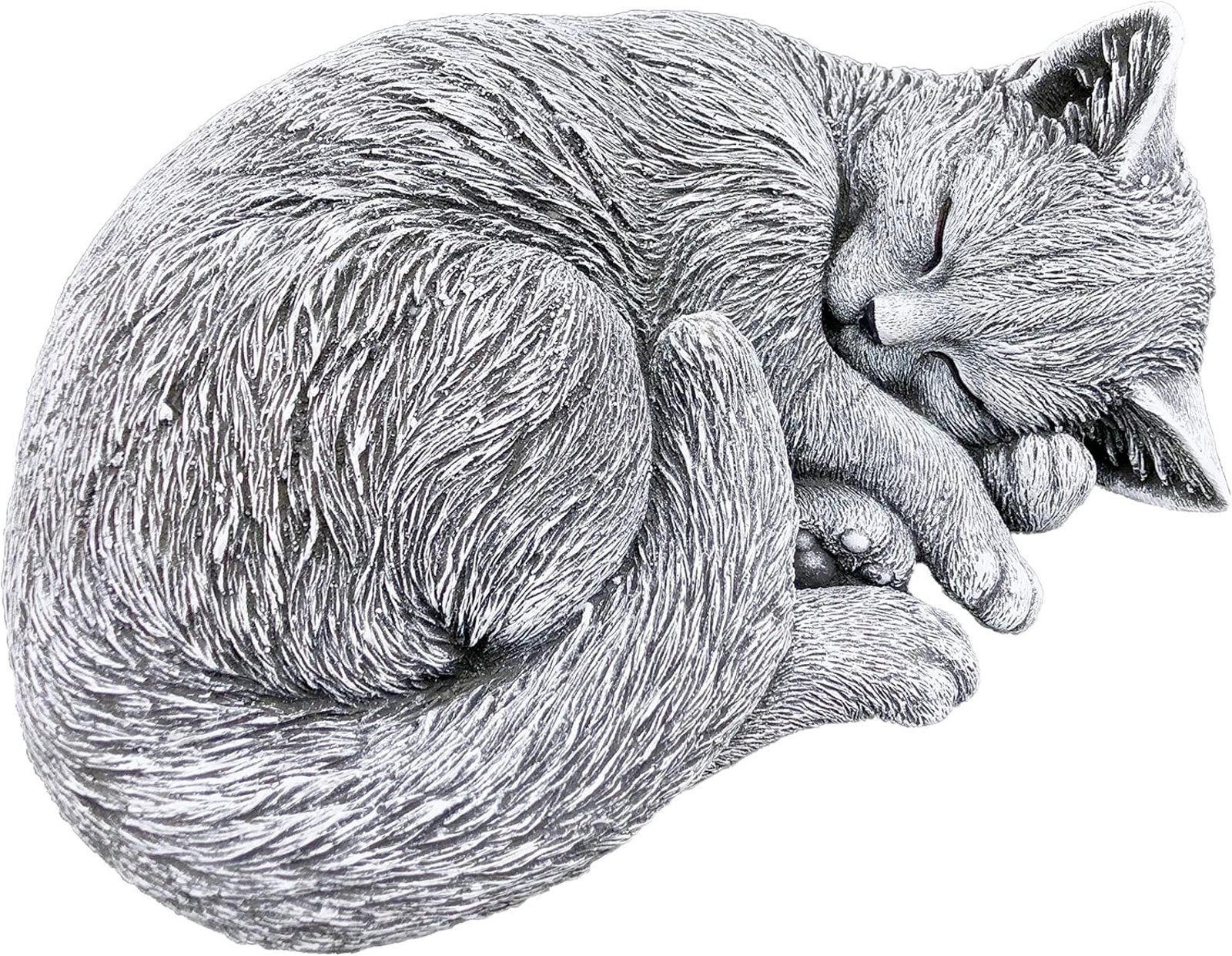 STEINFIGUR Katze schlafend eingerollt, frostfest, Steinguss, massiv - Grau, Stein (26/11/14cm) - stoneandstyle