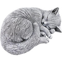STEINFIGUR Katze schlafend eingerollt, frostfest, Steinguss, massiv - Grau, Stein (26/11/14cm) - stoneandstyle