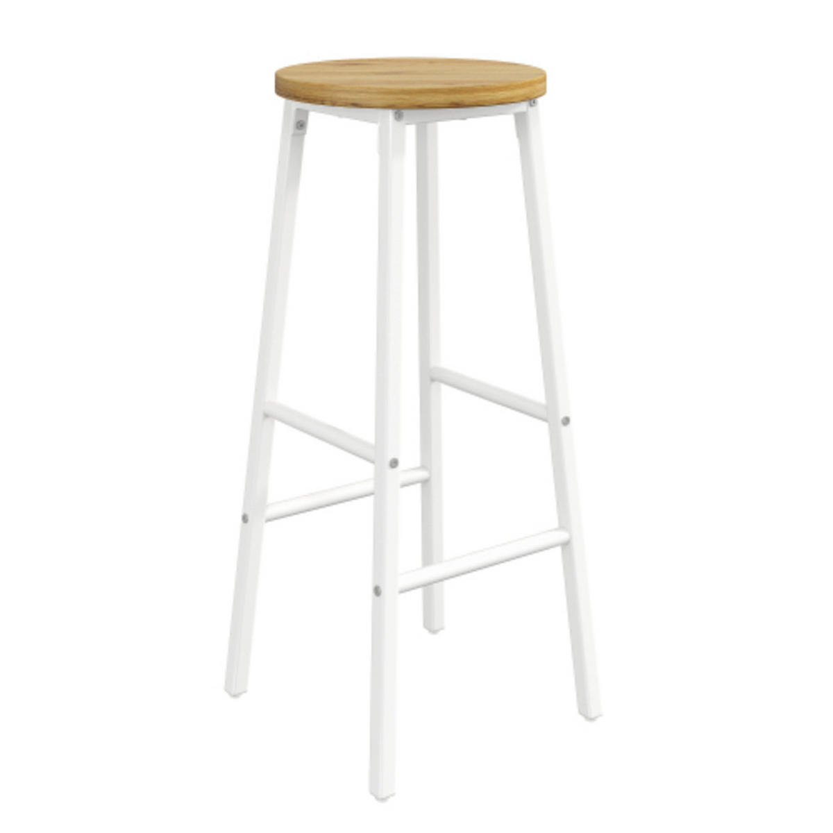 KÜCHENINSEL-SET 138-204×39×105 cm mit 2 Barhockern aus MDF und Metall, weiß mit Holzoptik - Weiß, Holzwerkstoff (204/105/39cm) - Luhomfu
