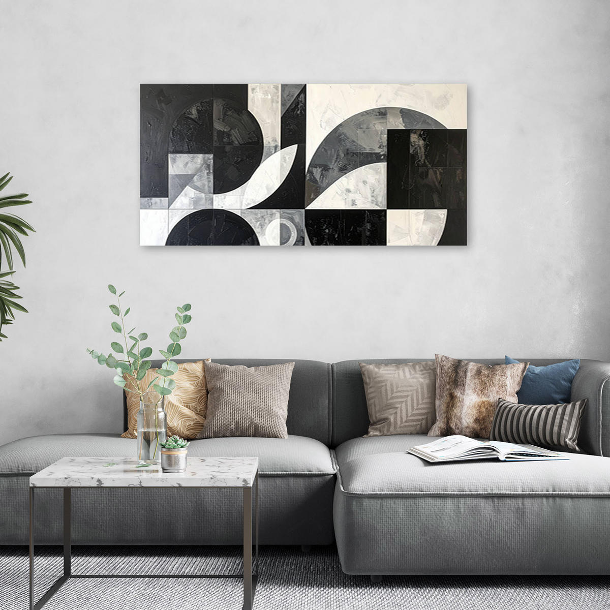 LEINWANDBILD 3D und geometrisch 120x60cm - Schwarz, Textil (120/60cm) - Feeby