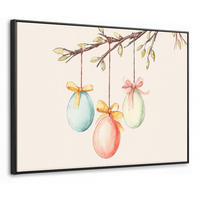LEINWAND Bilder mit Rahmen - Osterkuchen - Schleife - Eier - 70x50 - Creme, Textil (70/50cm) - MuchoWow
