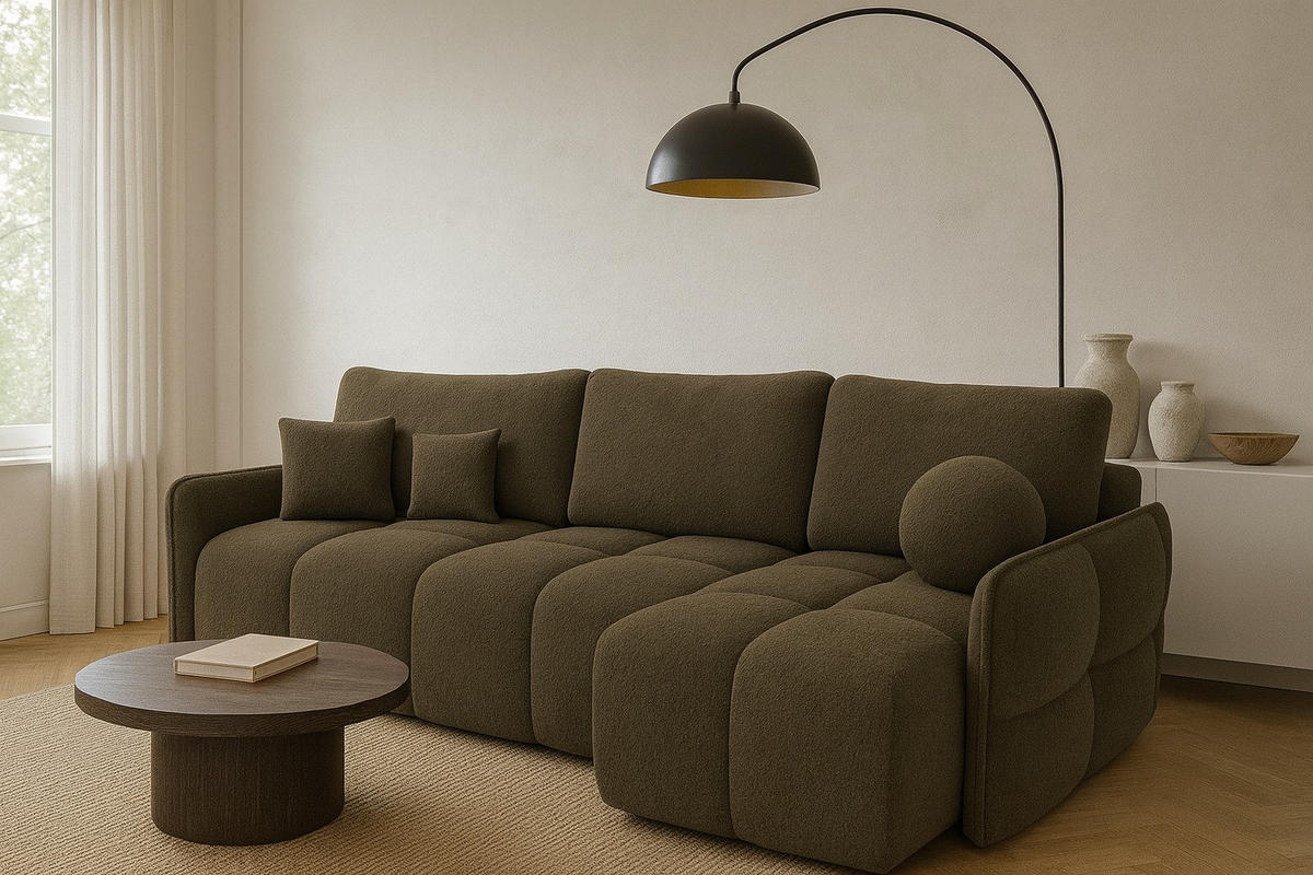 ECKSOFA Taupe MONO Mit Schlaffunktion Und Dekokissen Rechts - Braun, Textil (220/145cm) - Sepro Meble