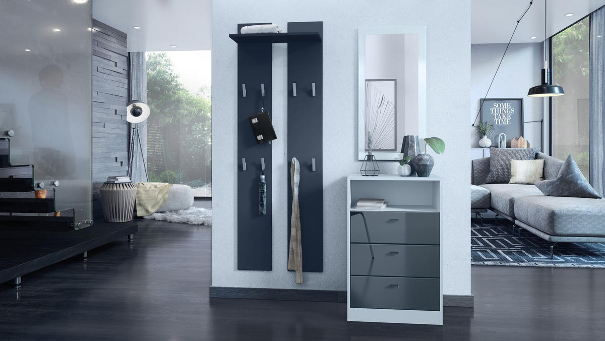KOMMODE Pino Fronten in Grau Hochglanz - Grau, Holzwerkstoff (56/86.5/36cm) - Vladon