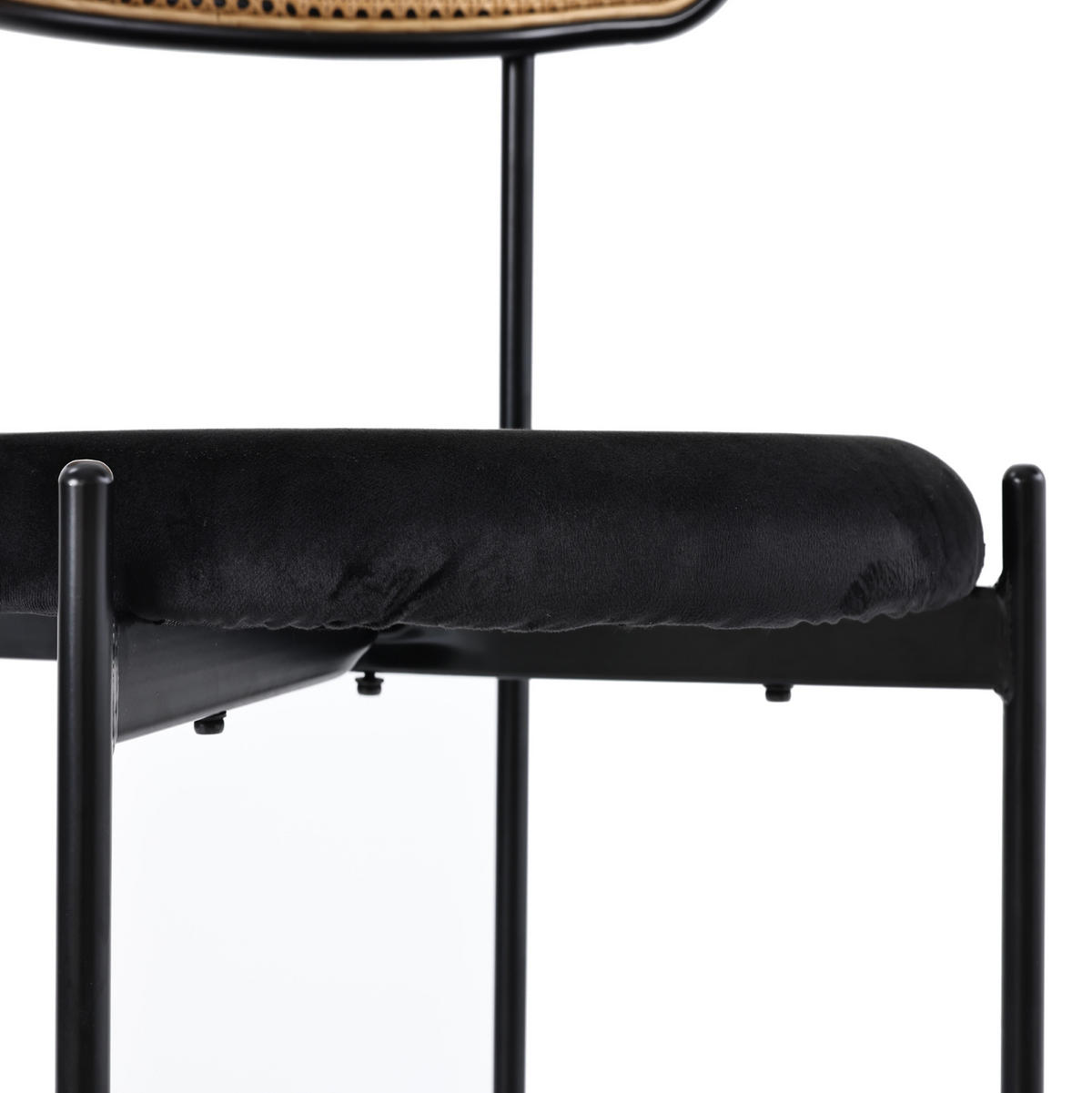 ESSZIMMERSTUHL 6er-Set mit Rattan-Rückenlehne Samt Schwarz - Schwarz, Metall (40/75/45.2cm) - Meubliv