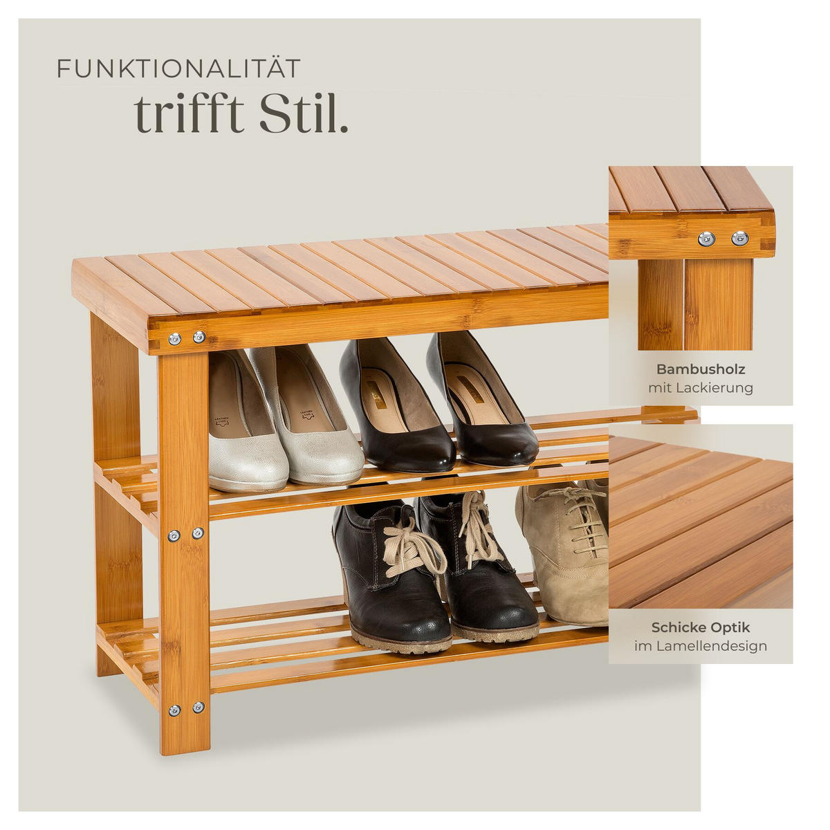 SCHUHBANK Silke, 70 x 28 x 45,5 cm, braun - Braun, Holz (28/45.5/70cm) - tectake