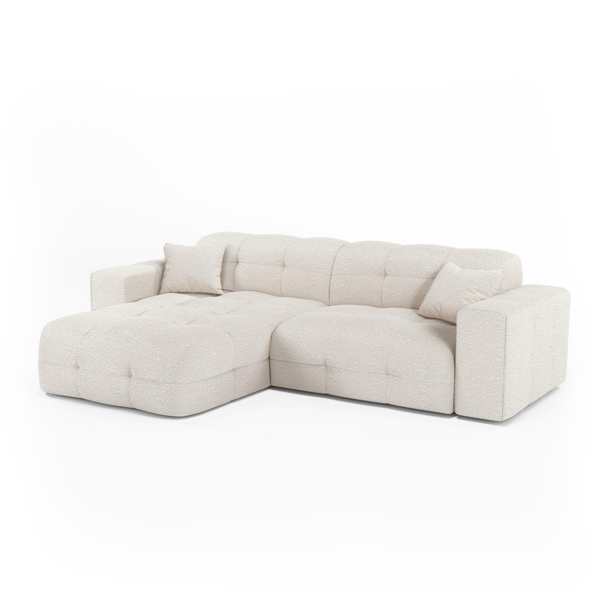 ECKSOFA (links) COCOON Frottee Creme 230cm - Creme, Textil (230/155cm) - Premium Interiors