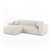ECKSOFA (links) COCOON Frottee Creme 230cm - Creme, Textil (230/155cm) - Premium Interiors