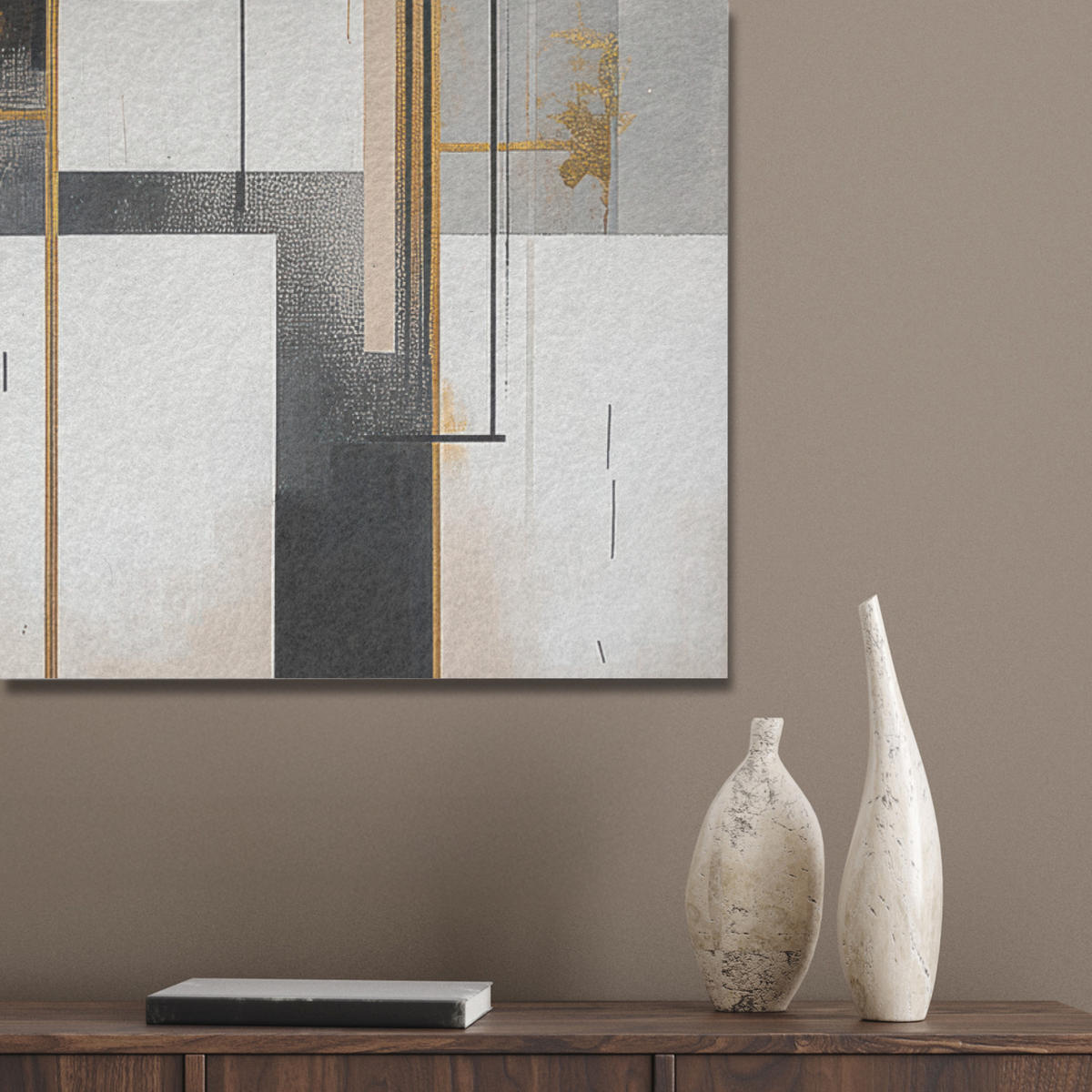 AKUSTIKPANEEL Abstrakt - Gold - Silber - Formen - Ästhetisch - Modern 70x100 cm - Goldfarben, Textil (70/0.9/100cm) - MuchoWow