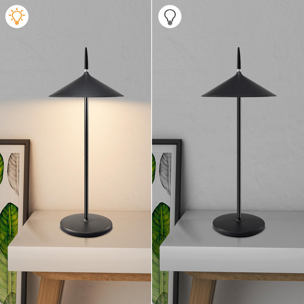 LED TISCHLEUCHTE Nauser (2er-Set) - Schwarz, Kunststoff (15.4/15.4/37.6cm) - Nettlife
