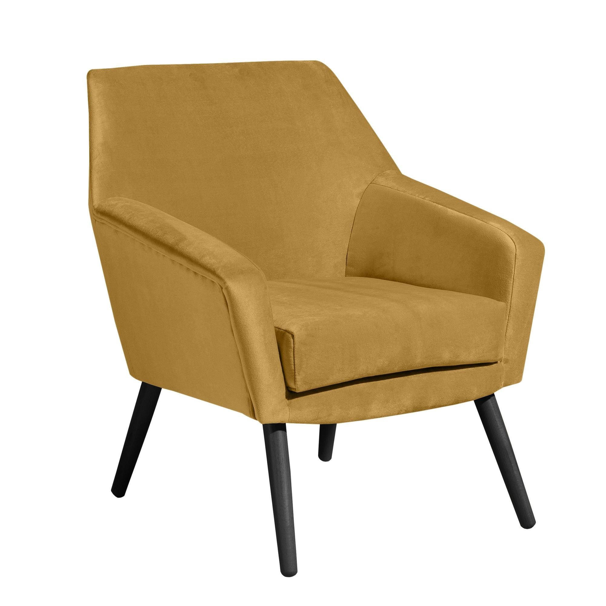 SESSEL Kachka Bezug Samtvelour Buche schwarz / mais - Currygelb/Buche Kolonial, Kunststoff (71/81/67cm) - 58aufmkessel