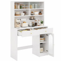 KÜCHENSCHRANK in Weiß Highboard mit 2 Schubladen, Hakenleiste und verstellbarem Einlegeboden , B120/T45/H180cm - Transparent/Weiß, Holzwerkstoff/Metall (120/180/45cm) - STILVORA