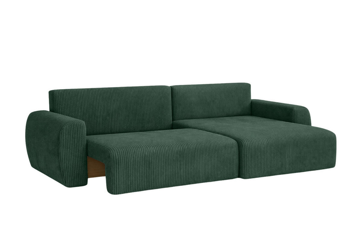 ECKSOFA Mit Schlaffunktion Ariel L, Cordstoff, Stoff Poso, Grün, Rechts - Grün, Holz (250/142cm) - Kaiser Möbel