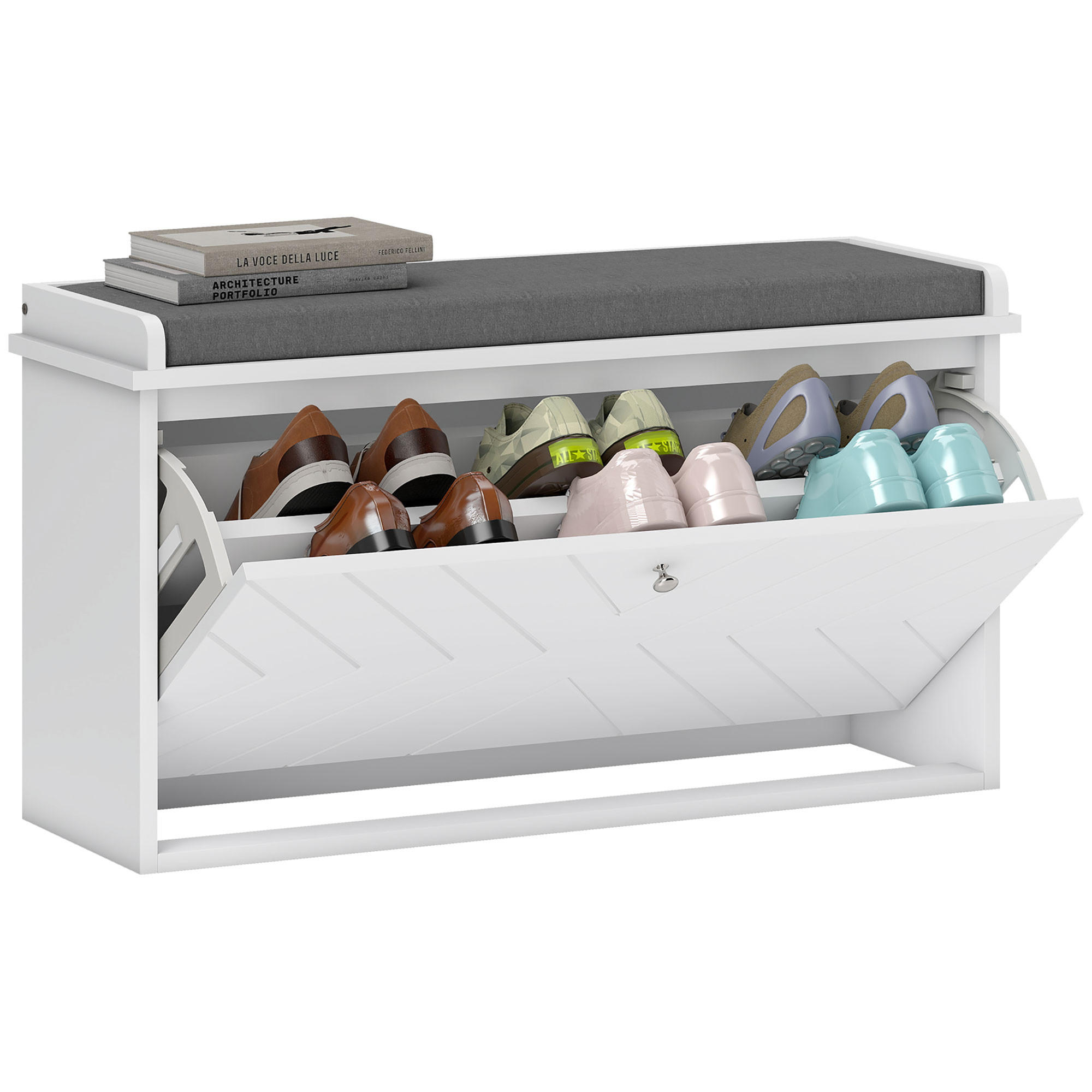 SCHUHBANK Weiß 1 Stück - Weiß, Kunststoff (26/48/80cm) - GiPP