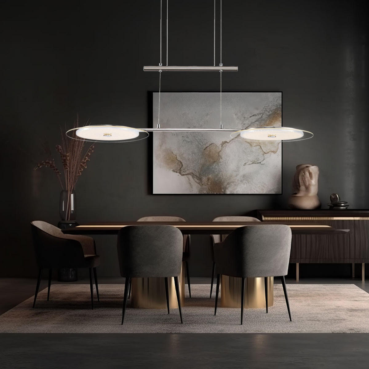 LED HÄNGELEUCHTE DARIO Chrom Silber - Silberfarben, Glas (90/30/150cm) - Globo Lighting