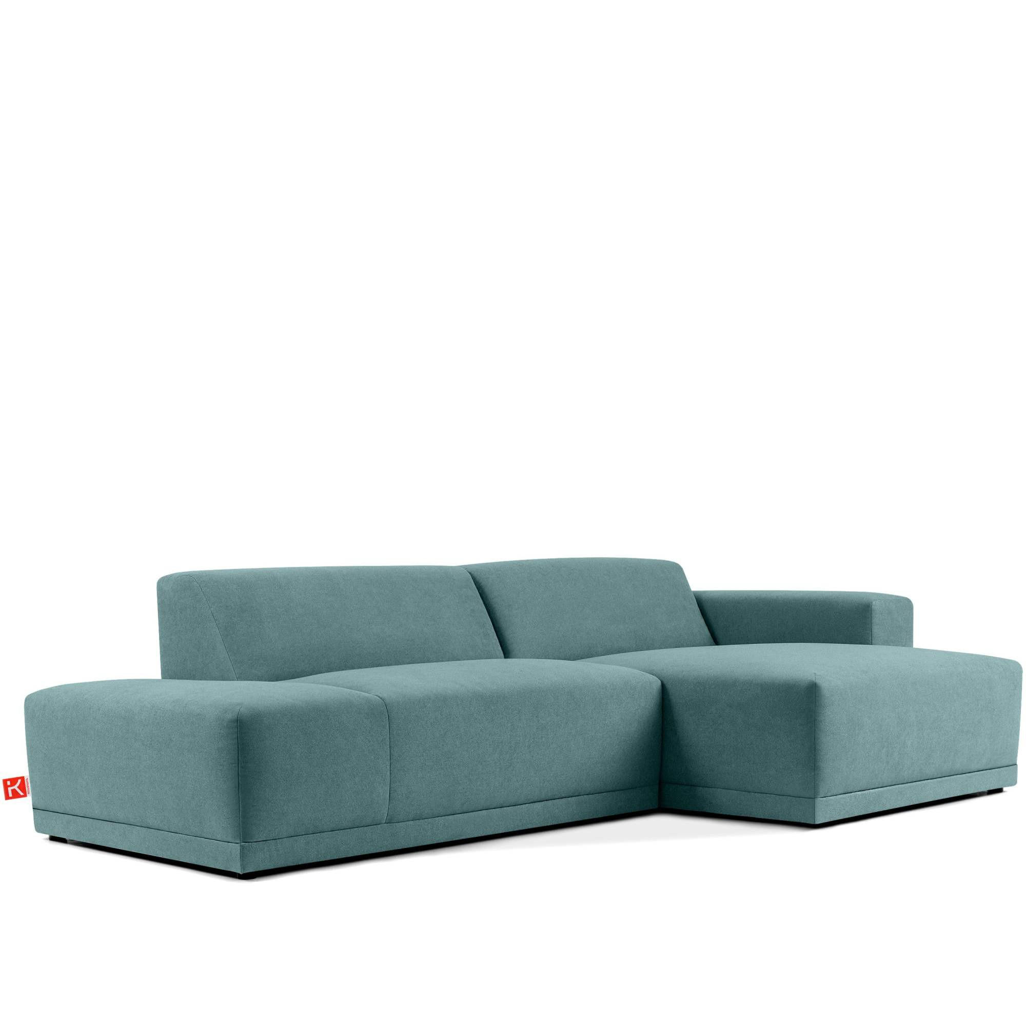 ECKSOFA RECHTS MUDI in moderner Optik mit hochwertigem Kaltschaum, Cord-Stoff, Himmelblau - Blau/Schwarz, Textil (280/160cm) - KONSIMO®