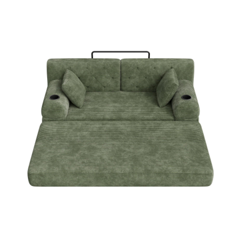 SCHLAFSOFA mit Metallrahmen grün 168×80×81 cm aus Cordstoff - Grün, Textil (80/81/168cm) - Luhomfu