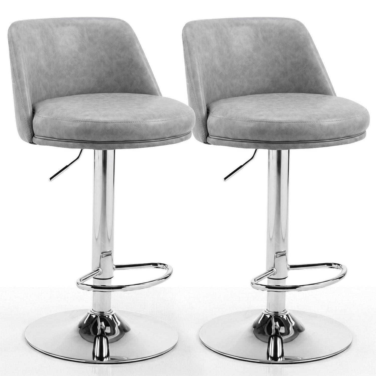 BARHOCKER 2er Set höhenverstellbar Kunstleder Dunkelgrau - Grau, Kunststoff (48/85/45cm)