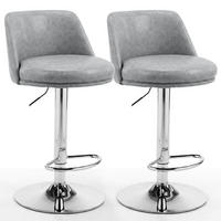 BARHOCKER 2er Set höhenverstellbar Kunstleder Dunkelgrau - Grau, Kunststoff (48/85/45cm)