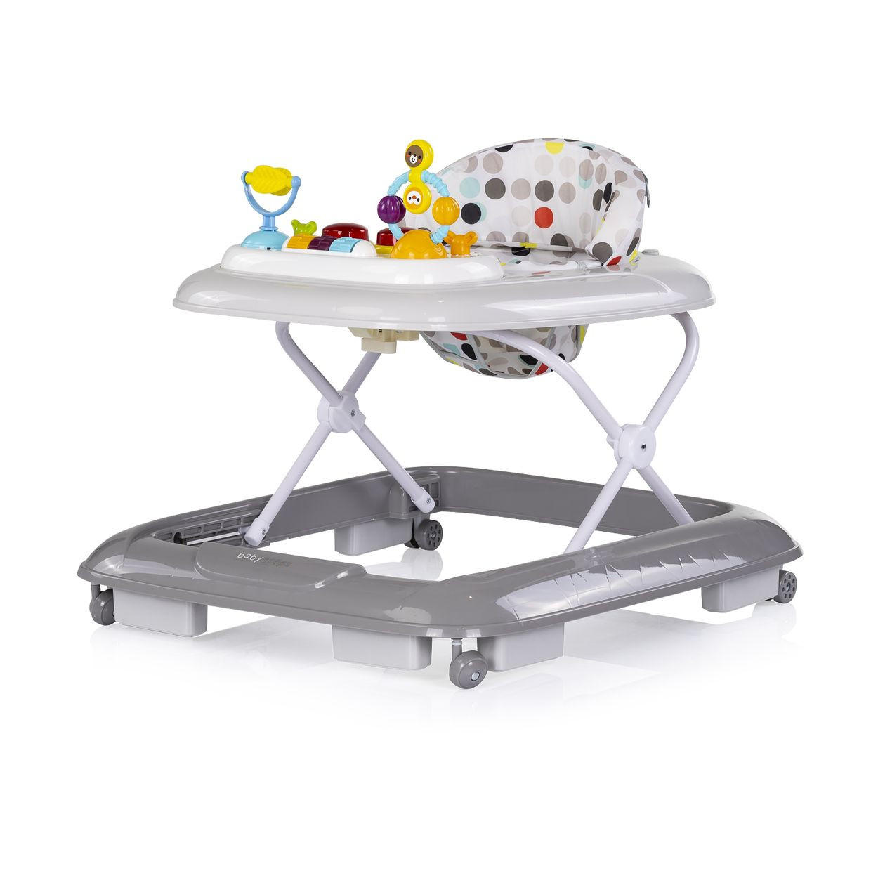LAUFLERNHILFE Baby Steps Musik grau Spielpanel Räder Stopper klappbar Licht - Grau, Kunststoff (59/54/70cm) - Chipolino