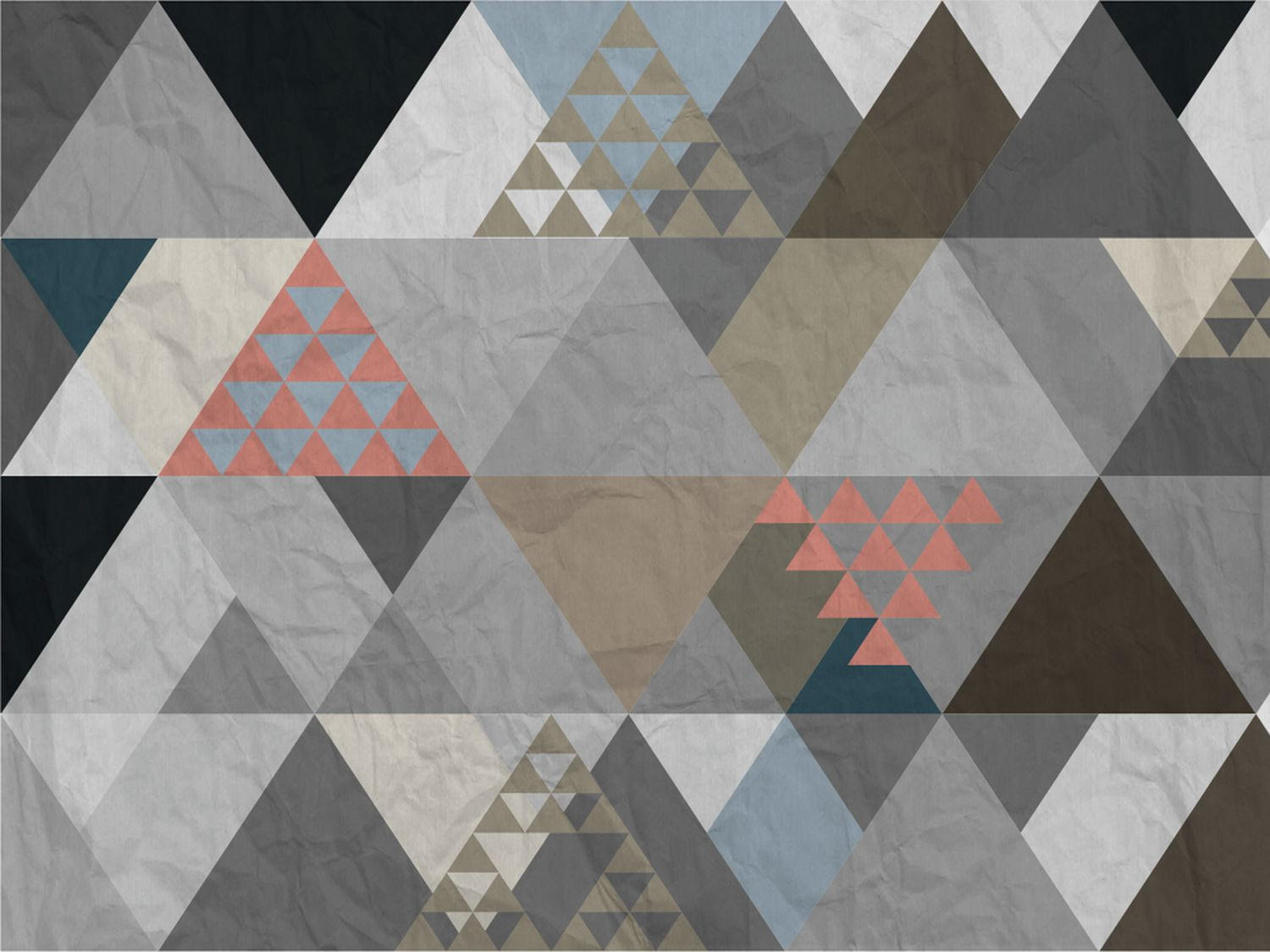 FOTOTAPETE grafische Dreiecke 375 x 270 cm - Grau, Papier (375/270cm) - Sanders & Sanders