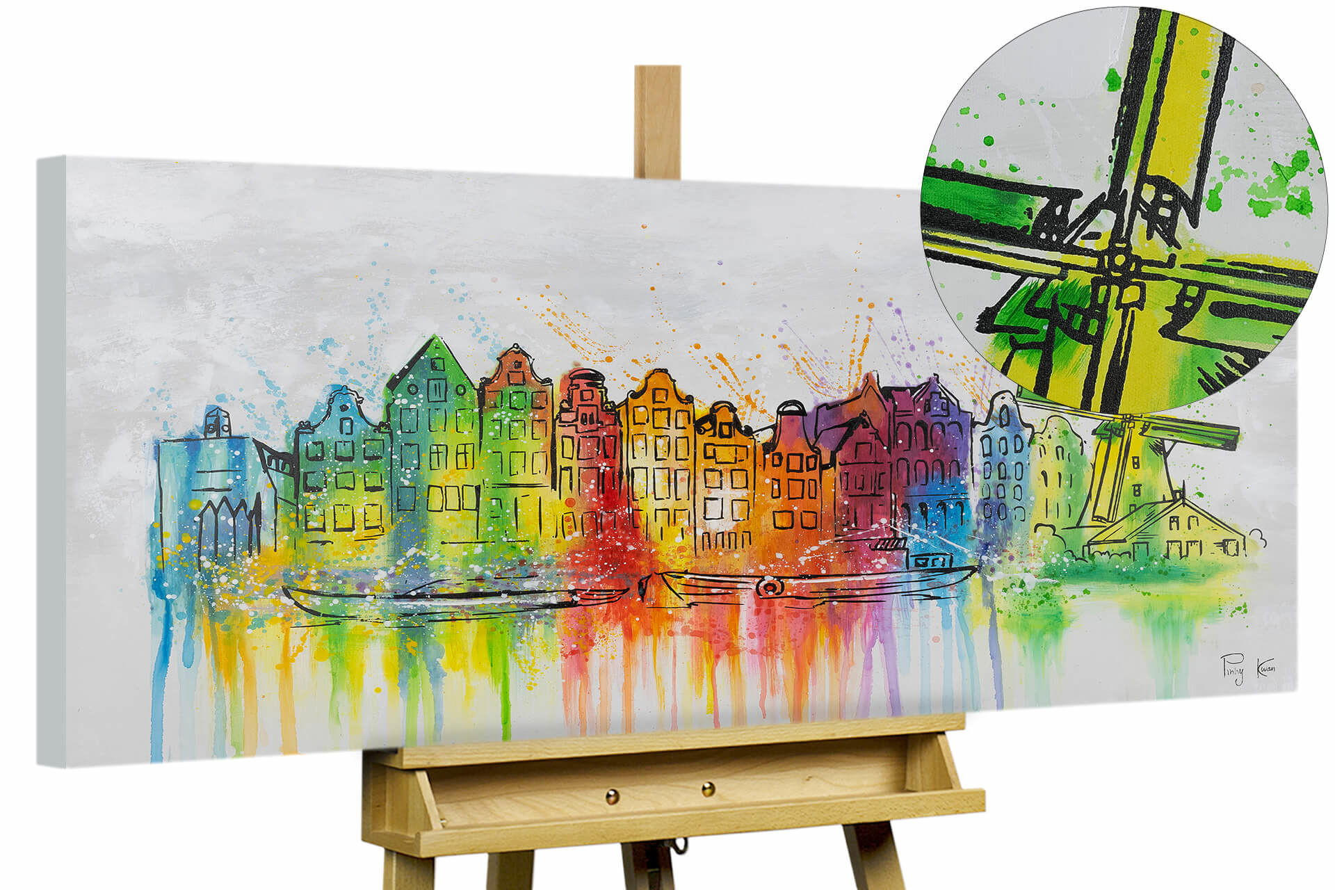 ACRYLBILD HANDGEMALT 120/60 cm - Multicolor/Grau, Holz/Textil (1.7/60cm) - KUNSTLOFT