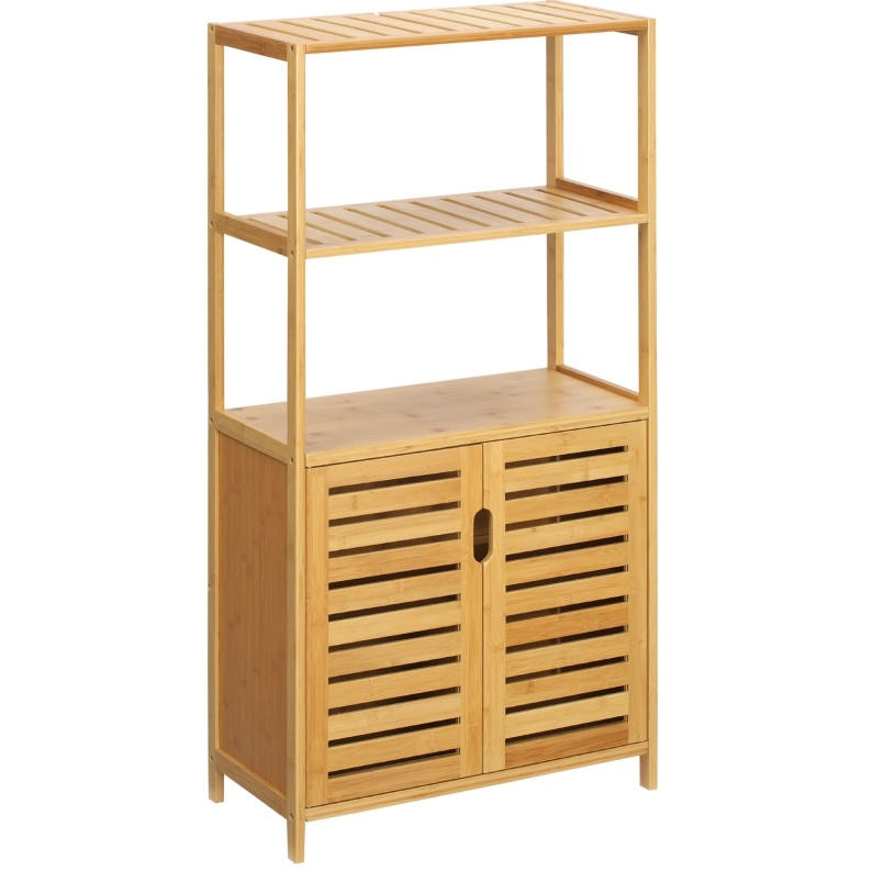 BEISTELLSCHRANK 60x30x120 cm Natur aus Bambus mit lamellierter Tür & Kippschutz - Naturfarben, Naturmaterialen (60/120/30cm) - Modfu