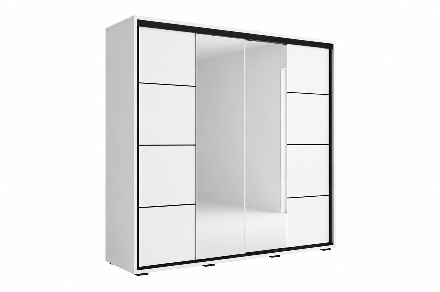 SCHIEBETÜRENSCHRANK mit Spiegel A3 - Weiß - Weiß, Holzwerkstoff (230/245/62cm) - BM-Möbel