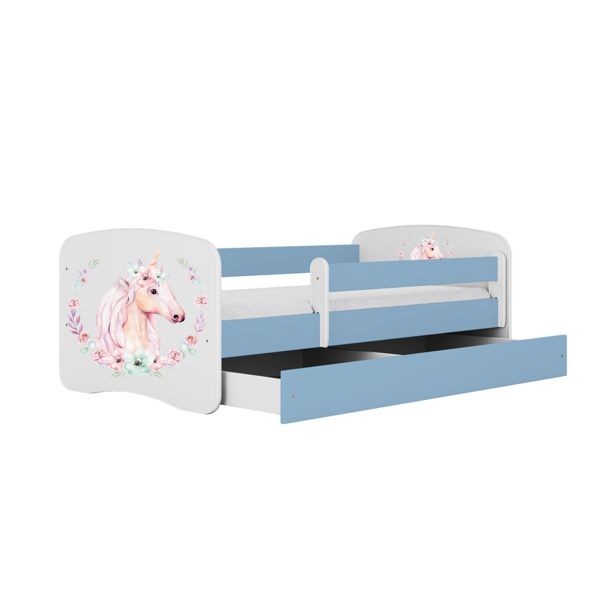 KINDERBETT Pferd mit Schublade 140/70 80/61/144 - Blau, Holzwerkstoff (70/140cm) - RAUMHIRSCH FURNITURE