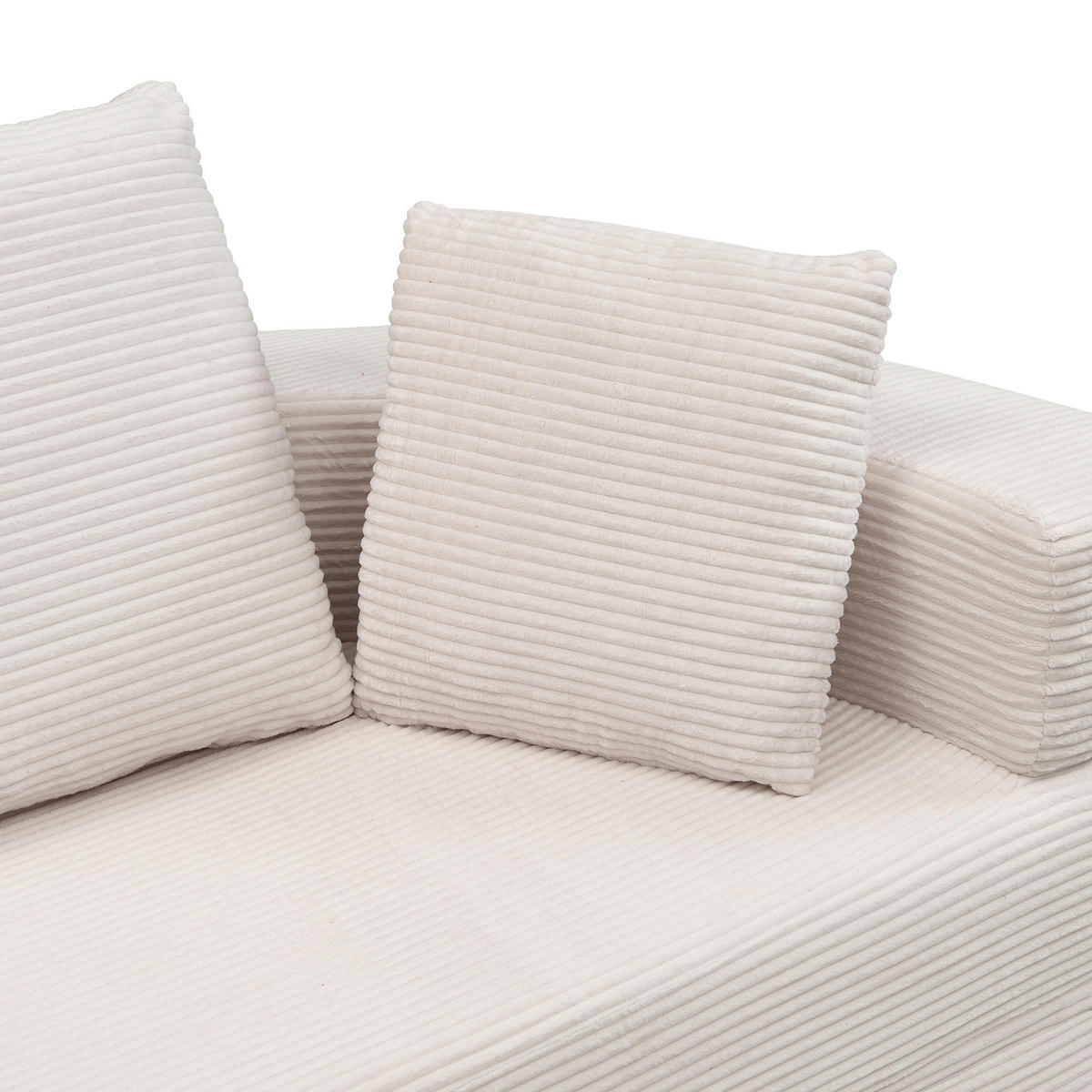SOFABETT 2-in-1 173x176 cm Cord Light Beige mit 3 Kissen - Beige, Kunststoff (176/40/173cm) - Meubliv