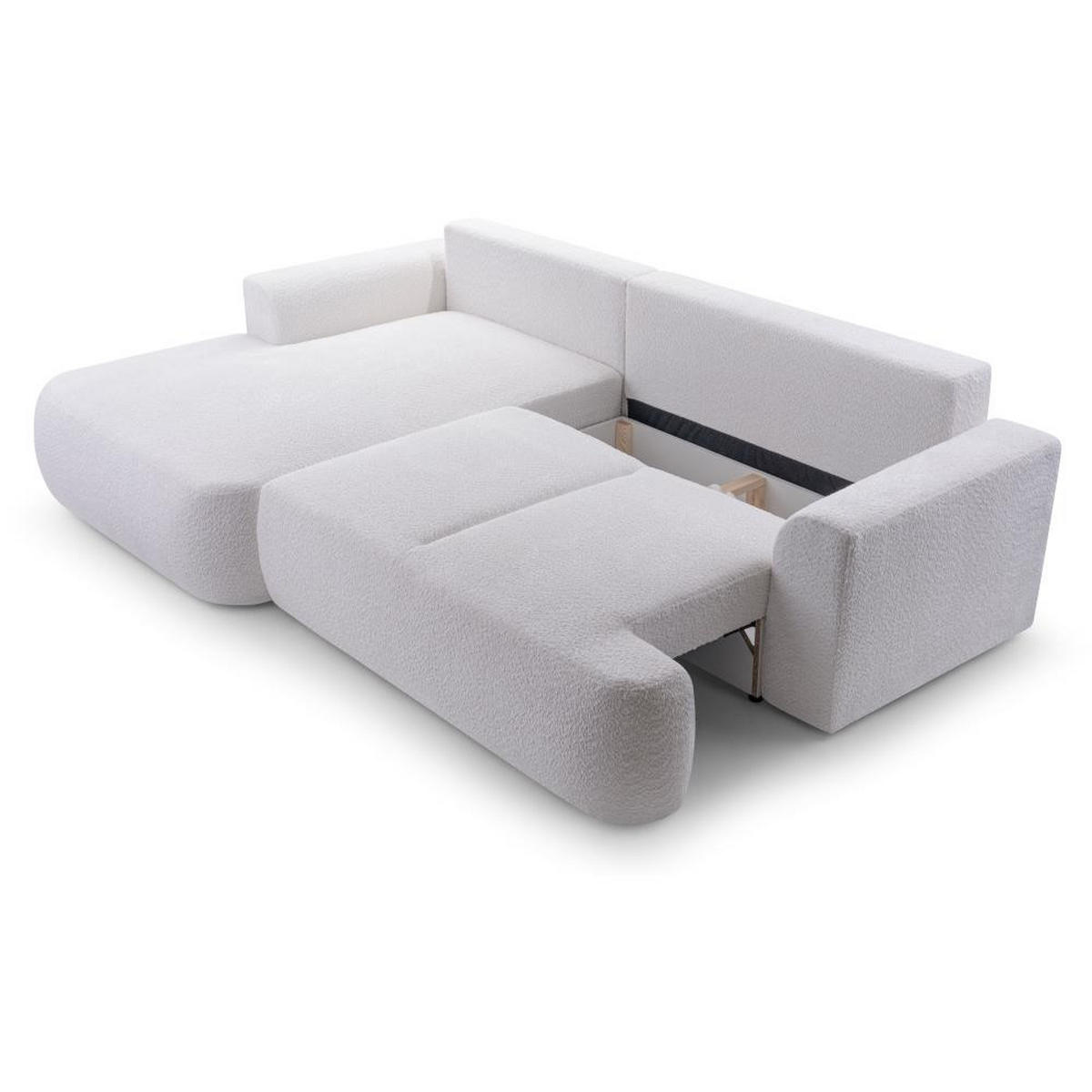 ECKSCHLAFSOFA Vento hellgrün links - Schwarz/Hellgrün, Textil (260/168cm) - Beautysofa