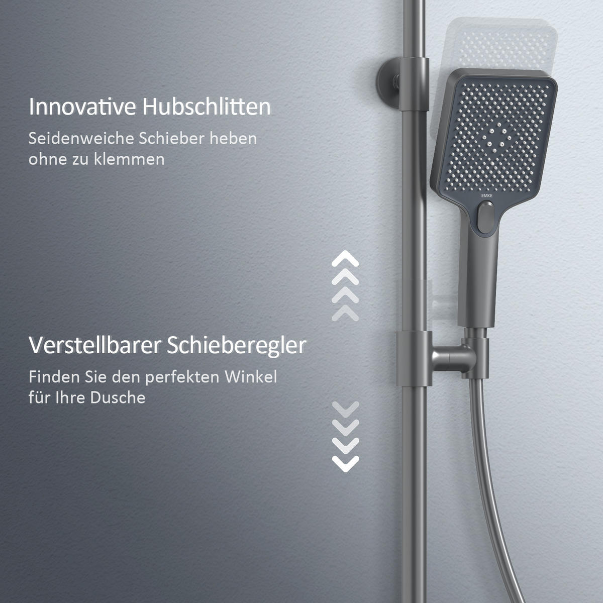 ÜBERKOPFBRAUSESET mit Dreiwege-Thermostatmischventil Regendusche Anthrazit - Anthrazit, Metall (36/110/46cm) - EMKE
