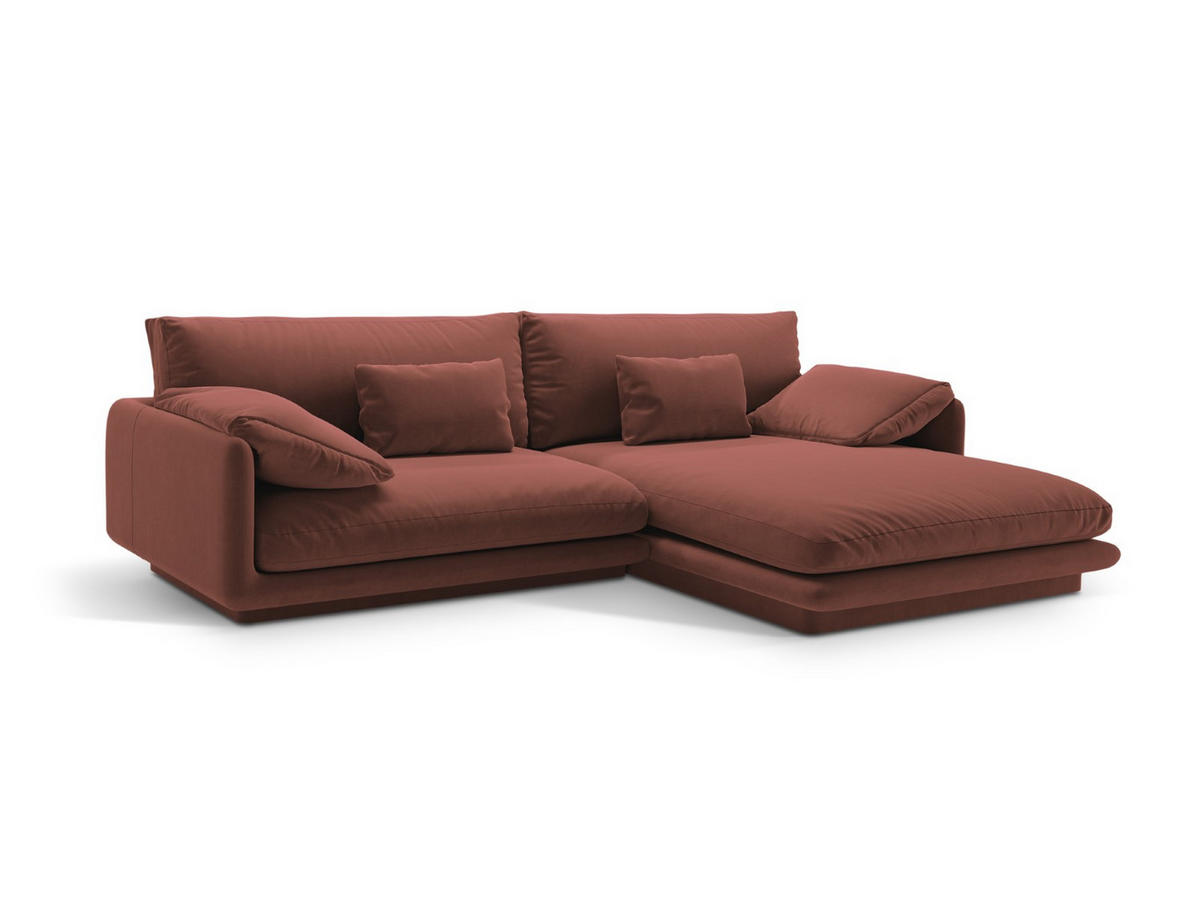 ECKSOFA rechts Torino aus Samt cuoio 4 Sitzplätze - Kastanienfarben, Textil (170/250cm) - Micadoni