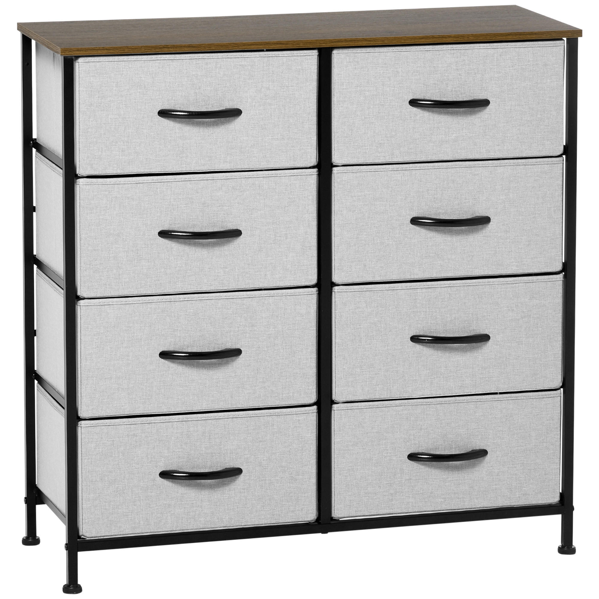 KOMMODE Sideboard mit 8 klappbaren Stoffschubladen, Grau - Grau, Holzwerkstoff (80/81.5/30cm) - HOMCOM