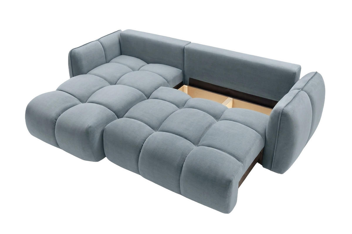 ECKSOFA L-Form Mit Schlaffunktion, Veloursstoff Bluvel, Blaugrau, Links, BELVEDER L - Blaugrau, Holz (250/168cm) - Kaiser Möbel