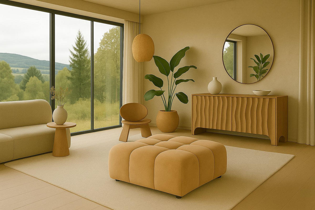 HOCKER, Modulhocker Bolla, stoff Bluvel, Latte - Beige, Holz (96/42/96cm) - Kaiser Möbel