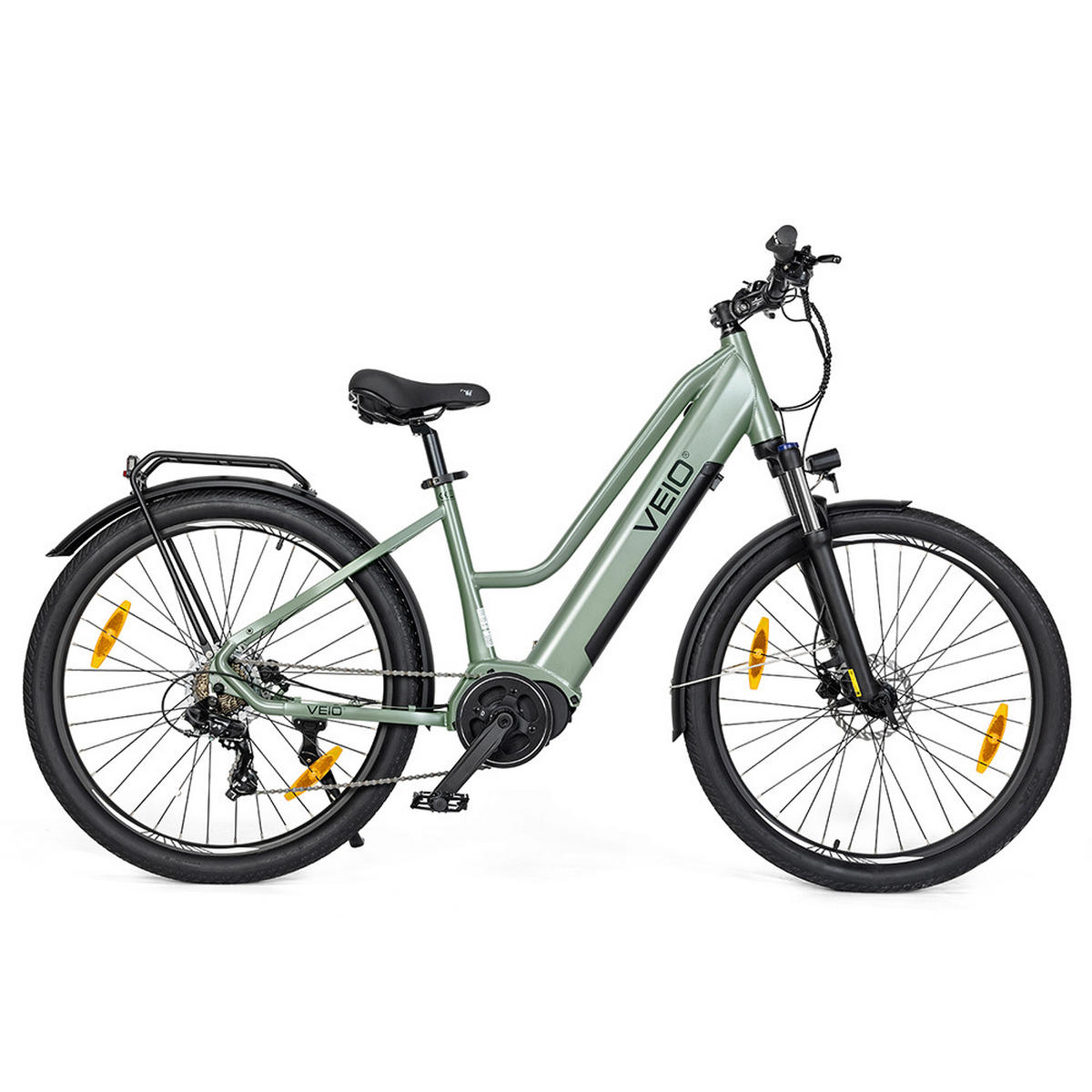 E-BIKE VEIO Yay ST – Mittelantrieb E-Bike mit 70 Nm, 150 km Reichweite, 27,5" Reifen, 7-Gang Shimano, Hydraulikfederung & Scheibenbremsen - Grün, Metall (80cm)