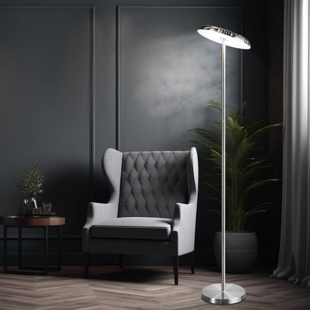 LED STEHLEUCHTE Eros Silber Metall - Silberfarben, Metall (28/28/140cm)