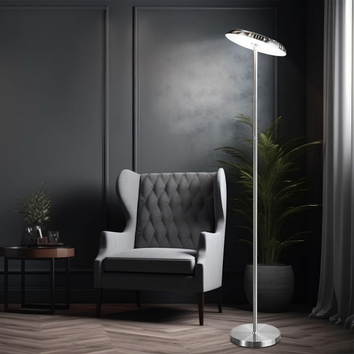 LED STEHLEUCHTE Eros Silber Metall - Silberfarben, Metall (28/28/140cm)