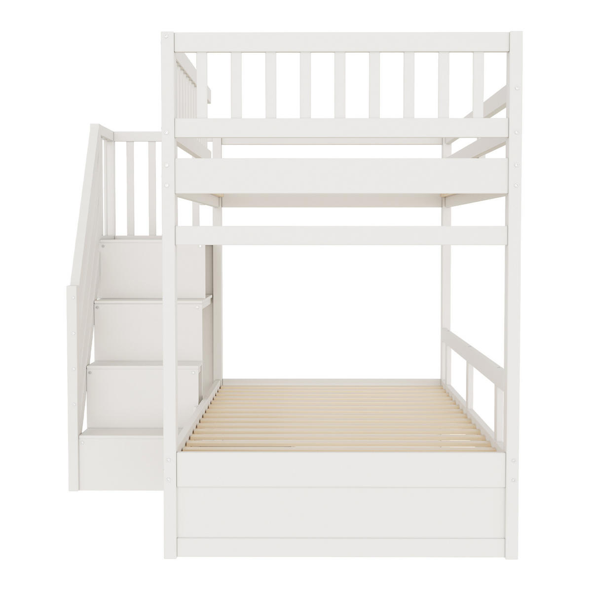 ETAGENBETT 90/200 cm in Weiß mit Stauraum, Sicherheitsleiter und Schubladen - Weiß, Holzwerkstoff (90/200cm) - OKMYHOME