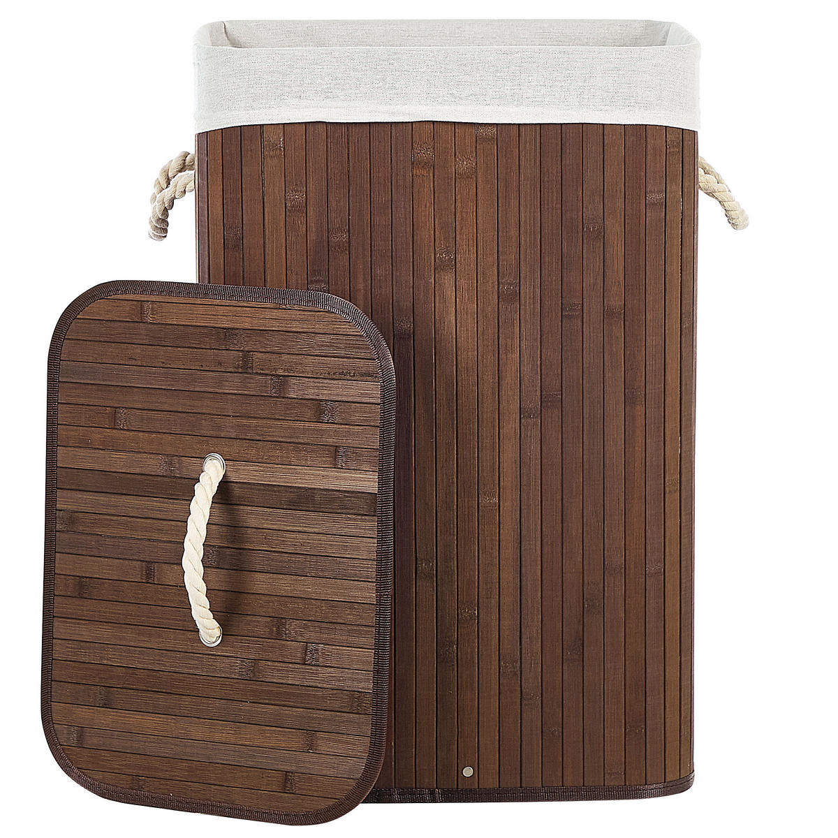 KORB Dunkler Holzfarbton Komari - Dunkelbraun/Weiß, Holz (40/60/30cm) - Beliani