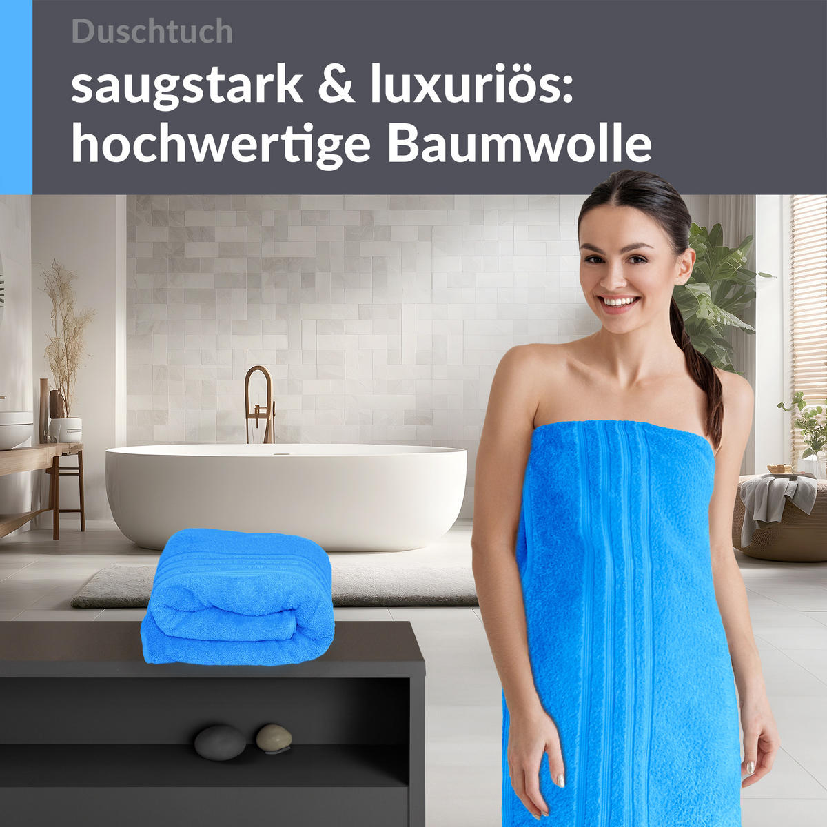 DUSCHTUCH London Capri Blau 2er Set 70x140 - Pastellblau, Textil (70/140cm) - Lashuma