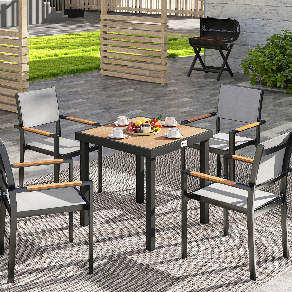 GARTENTISCH DE-14110 78x78 cm, Aluminium mit Holzoptik Natur - Naturfarben, Metall (78/78/74cm) - ComfortXL