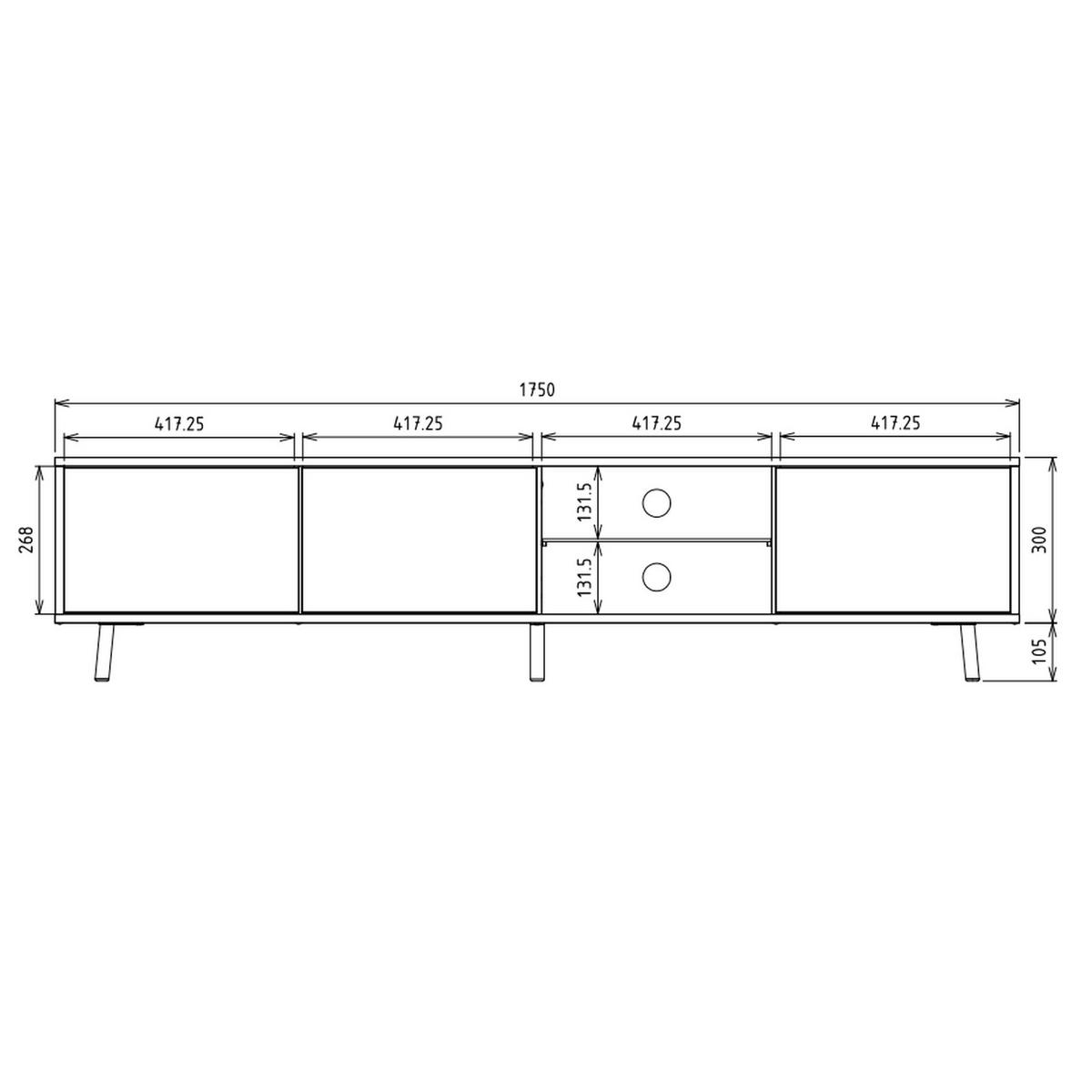 TV-LOWBOARD Galhad Wotan Eiche 175 cm - Eichefarben/Eiche Wotan, Holzwerkstoff/Kunststoff (175/40.5/31.3cm) - Selsey